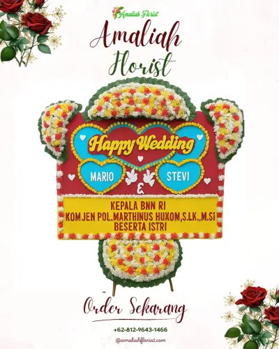 Karangan Papan Bunga Pernikahan di Lelea